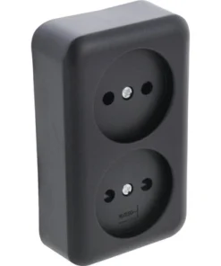 Q-LINK Opbouw Wandcontactdoos 2-voudig Zwart