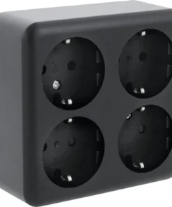 Q-LINK Opbouw Wandcontactdoos 4-voudig Zwart
