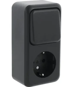 Q-LINK Opbouw Combinatie Wandcontactdoos RA + Wisselschakelaar Zwart