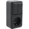 Q-LINK Opbouw Combinatie Wandcontactdoos RA + Serieschakelaar Zwart