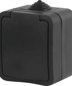 Q-LINK Opbouw Wandcontactdoos 1-voudig RA IP54 Zwart Spatwaterdicht