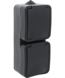 Q-LINK Opbouw Wandcontactdoos 2-voudig RA Verticaal IP54 Zwart Spatwaterdicht