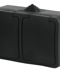 Q-LINK Opbouw Wandcontactdoos 2-voudig RA IP54 Zwart Spatwaterdicht