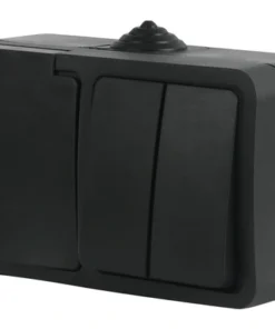 Q-LINK Opbouw Combinatie Wandcontactdoos RA + Serieschakelaar IP54 Zwart SWD