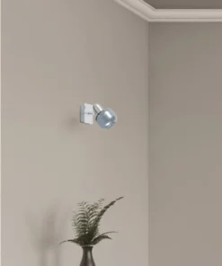 FLAIR Wandspot Acubens 1-lichts Nikkel/rookglas