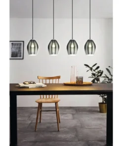 EGLO Hanglamp Estanys 4-lichts Nikkel/zwart