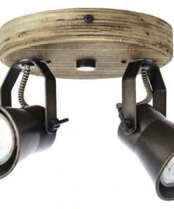 BRILLIANT Opbouwspot Dorisa 2-lichts Zwart/bruin -Binnenverlichting Verkoopwinkel DV 8 10137782 03 4c DE 20201016101651