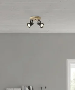 BRILLIANT Opbouwspot Dorisa 2-lichts Zwart/bruin