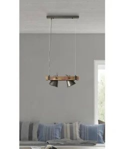 BRILLIANT Hanglamp Decca 2-lichts Hout-zwart