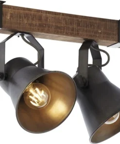BRILLIANT Opbouwspot Op Balk Decca 2-lichts Zwart/bruin -Binnenverlichting Verkoopwinkel DV 8 10137810 04 4c DE 20190717051755