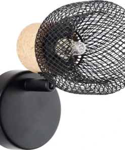 BRILLIANT Wandspot Flaka Kurk/metaal Zwart -Binnenverlichting Verkoopwinkel DV 8 10150761 04 4c DE 20190727211657