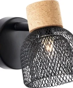 BRILLIANT Wandspot Flaka Kurk/metaal Zwart