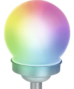 LED Solar Sokkellamp Met Bol Ø 10 Cm RGBW 33 Cm Zilver -Binnenverlichting Verkoopwinkel DV 8 10183105 02 4c RO 20211021124651