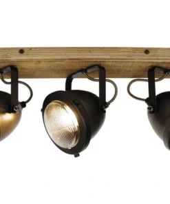 CHERICONI Plafondspot Bella 3-lichts Hout-grijs