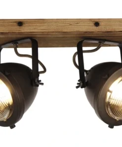 CHERICONI Plafondspot Bella 2-lichts Hout-grijs