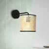 BRILLIANT Wandlamp Wiley Metaal-rotan Zwart-bruin