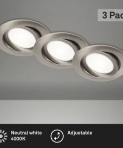 BRILONER LED Inbouwspot Set 7114 Ø 106 Mm Nikkel Mat, 3 Stuks