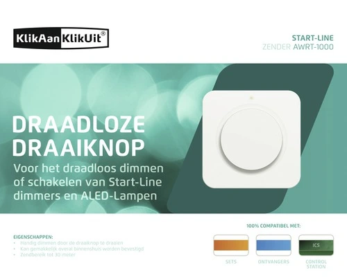 KLIKAANKLIKUIT® Draadloze Draaiknop Voor Dimmers AWRT-1000 5 KLIKAANKLIKUIT® Draadloze Draaiknop Voor Dimmers AWRT-1000 - Afbeelding 5