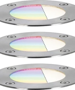 PAULMANN Plug & Shine ZigBee Grondinbouwspot Ø 98 Mm RGB+CCT IP65 24V Zilver (basissset)