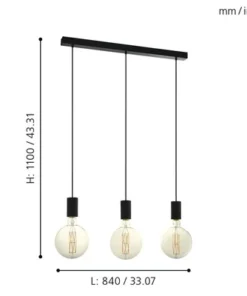 EGLO Hanglamp Pozueta 3-lichts Zwart -Binnenverlichting Verkoopwinkel DV 8 10300188 04 4c DE 20210125214656