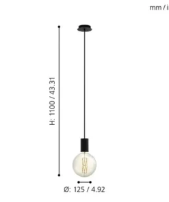 EGLO Hanglamp Pozueta 1-lichts Zwart -Binnenverlichting Verkoopwinkel DV 8 10300189 05 4c DE 20210125214656