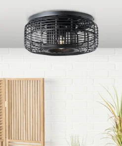 BRILLIANT Plafondlamp Crosstown Ø 45 Cm Bamboe Zwart