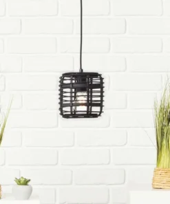 BRILLIANT Hanglamp Crosstown Ø 16 Cm Bamboe Zwart