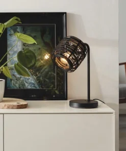 BRILLIANT Tafellamp Crosstown Bamboe Zwart