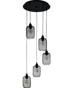 EGLO Hanglamp Wrington 5-lichts Zwart