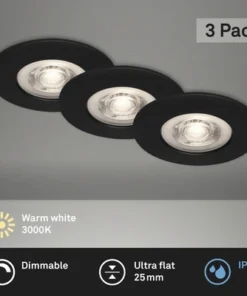 BRILONER LED Inbouwspot Set 7047 Ø 90 Mm Zwart, 3 Stuks -Binnenverlichting Verkoopwinkel DV 8 10326951 02 4c DE 20221005101652