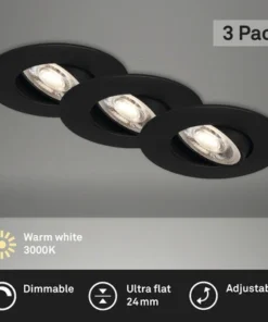 BRILONER LED Inbouwspot Set 7048 Ø 90 Mm Zwart, 3 Stuks -Binnenverlichting Verkoopwinkel DV 8 10326953 02 4c DE 20221005094650