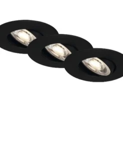 BRILONER LED Inbouwspot Set 7048 Ø 90 Mm Zwart, 3 Stuks