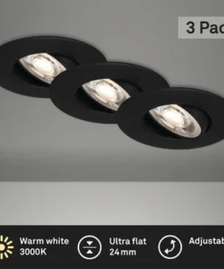 BRILONER LED Inbouwspot Set 7146 Ø 90 Mm Zwart, 3 Stuks -Binnenverlichting Verkoopwinkel DV 8 10326954 02 4c DE 20221005101652