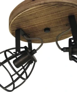 CHERICONI Plafondspot Aperto 2-lichts Zwart/hout -Binnenverlichting Verkoopwinkel DV 8 10326964 04 4c NL 20201224195742