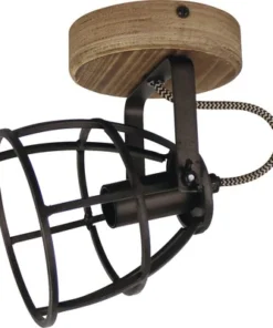 CHERICONI Plafondspot Aperto 1-lichts Zwart/hout -Binnenverlichting Verkoopwinkel DV 8 10326972 05 4c NL 20211006084653