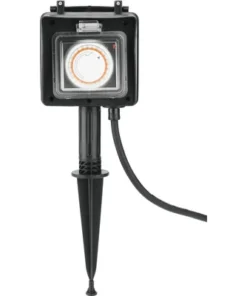 Tuincontactdoos 2-voudig Met Timer Op Grondpen IP44