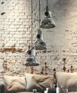 EGLO Hanglamp Barnstaple 3-lichts Zink-hout