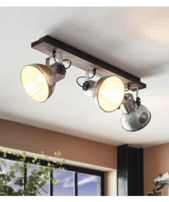 EGLO Opbouwspot Barnstaple 3-lichts Zink-hout