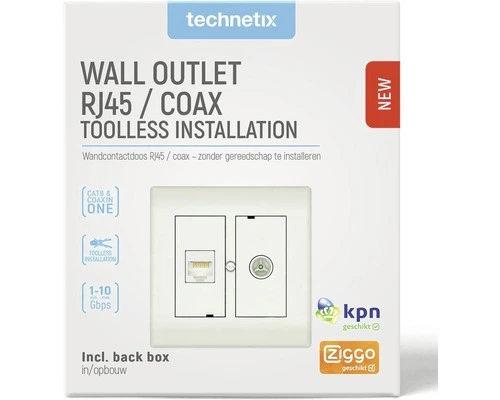 TECHNETIX Wandcontactdoos Coax/RJ45 Wit 2 TECHNETIX Wandcontactdoos Coax/RJ45 Wit - Afbeelding 2