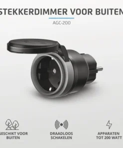 KLIKAANKLIKUIT® Stopcontactdimmer Voor Buiten AGC-200 Zwart -Binnenverlichting Verkoopwinkel DV 8 10403060 02 4c NL 20210217001340