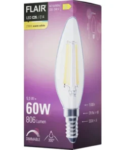 FLAIR LED Lamp E14/5,5W C35 Warmwit Helder -Binnenverlichting Verkoopwinkel DV 8 10437373 04 4c DE 20220329064757