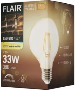 FLAIR LED Lamp E27/4W G80 Warmwit Amber -Binnenverlichting Verkoopwinkel DV 8 10445498 06 4c DE 20220401164658