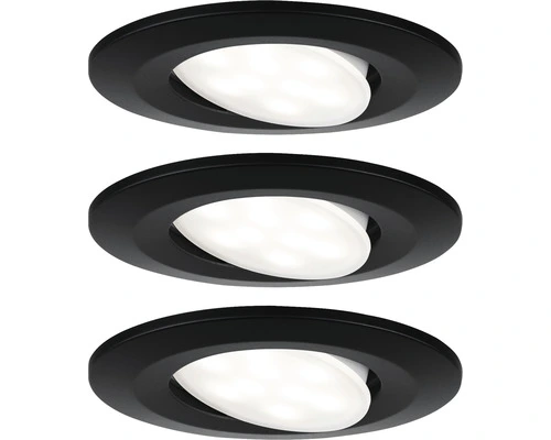 PAULMANN LED Inbouwspot Set Calla Ø 90 Mm Zwart, 3 Stuks 1 PAULMANN LED Inbouwspot Set Calla Ø 90 Mm Zwart, 3 Stuks