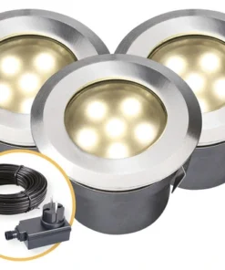 Season Lights SEASONLIGHTS LED Grondinbouwspot Set Ø 70 Mm RVS, 3 Stuks
