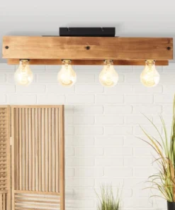 BRILLIANT Plafondlamp Calandra 4-lichts Hout-metaal Zwart