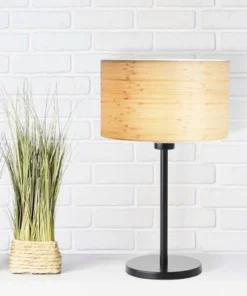 BRILLIANT Tafellamp Romm Ø 25 Cm Zwart-bamboe