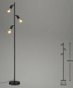 BRILONER Vloerlamp Kuglo 3-lichts Zwart -Binnenverlichting Verkoopwinkel DV 8 10470129 01 4c DE 20211230091751