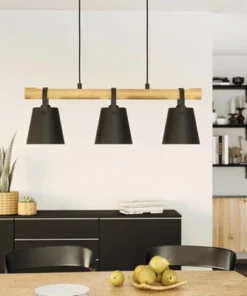 EGLO Hanglamp Boyle 3-lichts Zwart-hout-leder -Binnenverlichting Verkoopwinkel DV 8 10472630 03 4c CH 20221111124751