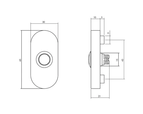 INTERSTEEL Beldrukker Ovaal 65x30 Mm Zwart 2 INTERSTEEL Beldrukker Ovaal 65x30 Mm Zwart - Afbeelding 2