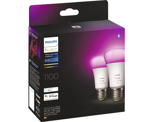 PHILIPS Hue White And Color Ambiance LED-lamp E27/9W A60 RGBW, 2 Stuks 5 PHILIPS Hue White And Color Ambiance LED-lamp E27/9W A60 RGBW, 2 Stuks - Afbeelding 5